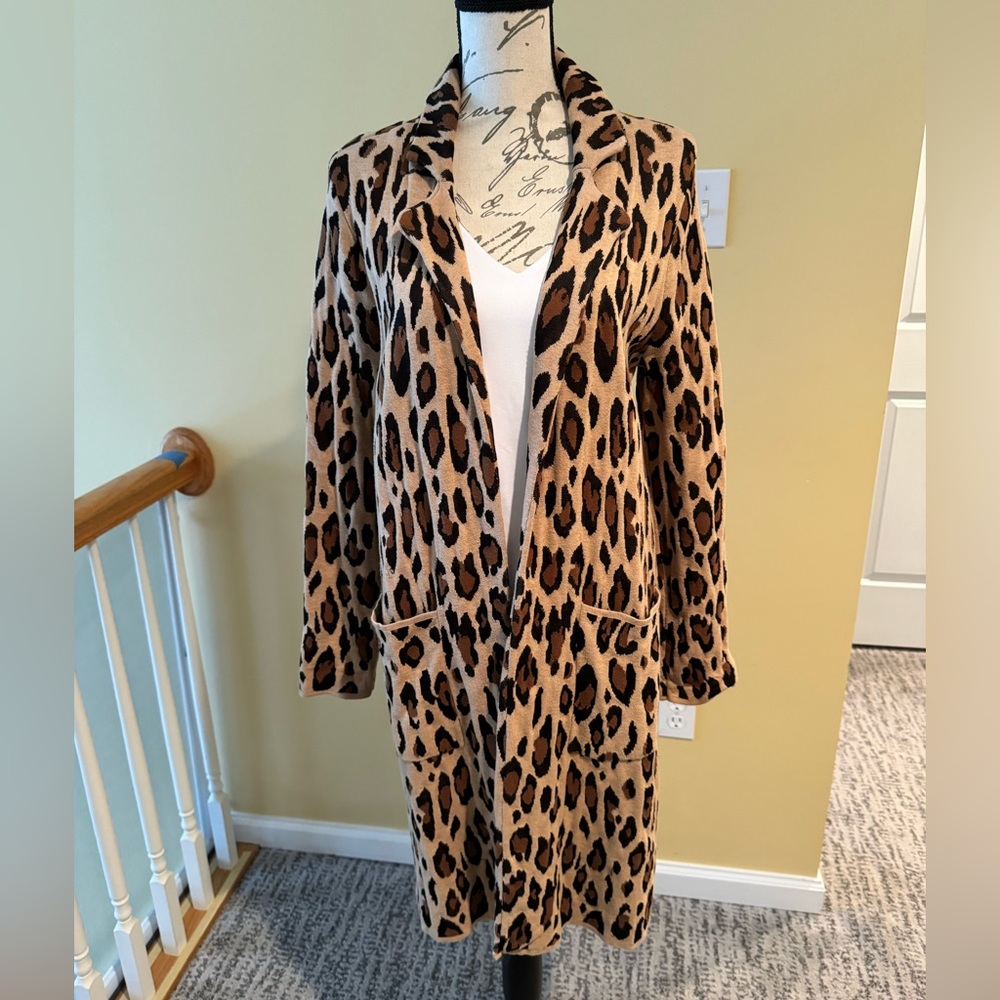 Chico’s Jacquard Leopard print Cardigan